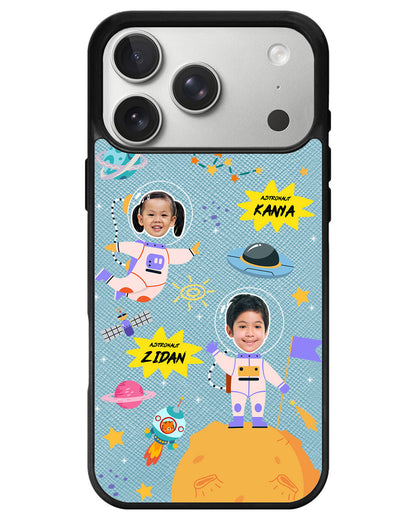 iPhone Leather Grip - Face Grid Dream Astronaut