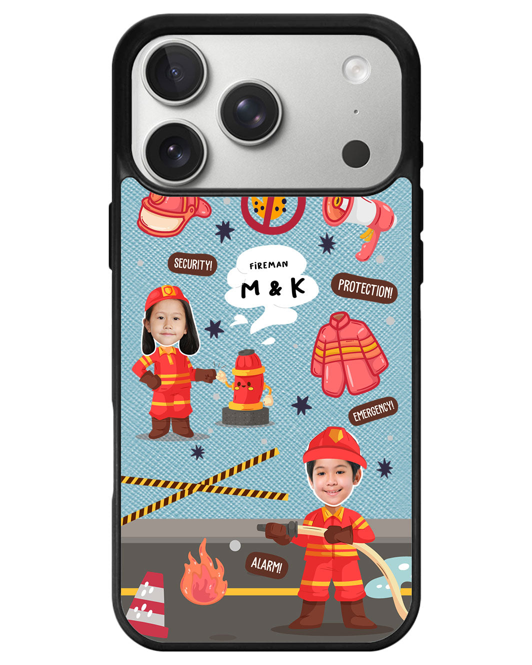 iPhone Leather Grip - Face Grid Dream Firefighter