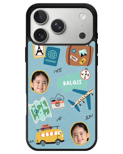 iPhone Leather Grip - Face Grid Travel