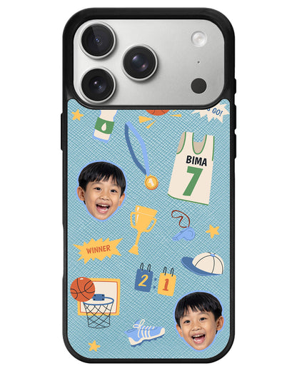 iPhone Leather Grip - Face Grid Basketball