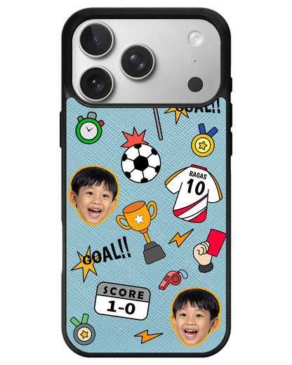 iPhone Leather Grip - Face Grid Soccer