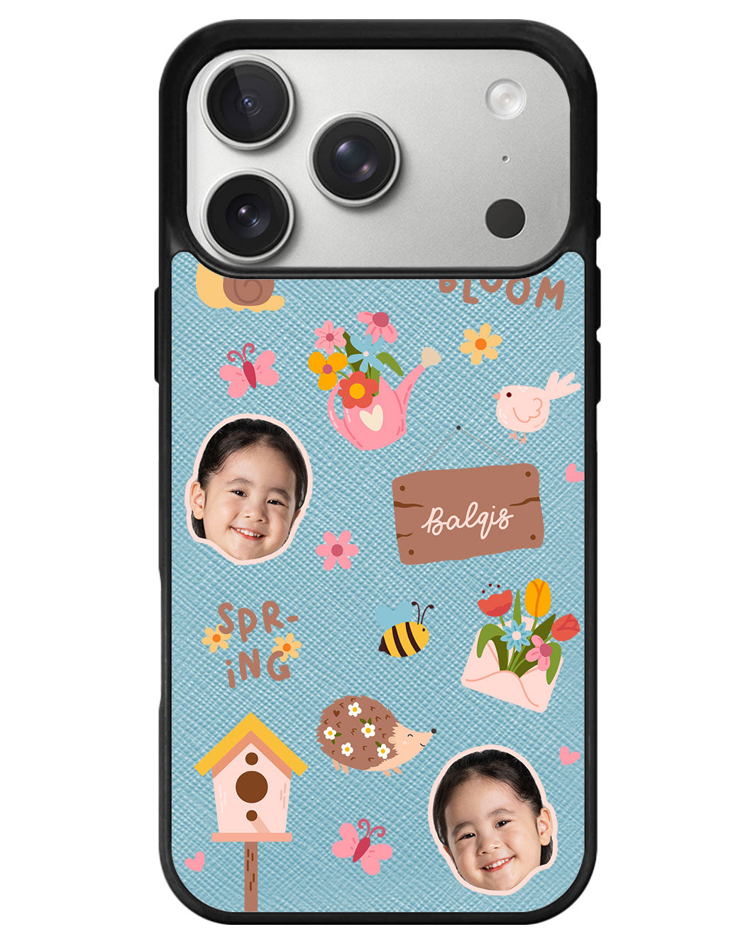 iPhone Leather Grip - Face Grid Spring Bloom
