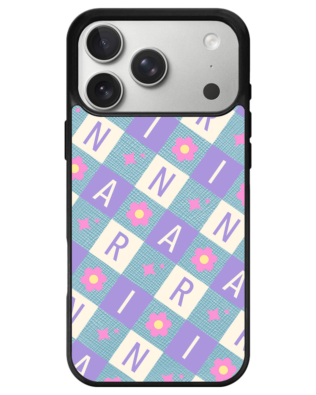 iPhone Leather Grip - Flower Grid Monogram 3.0