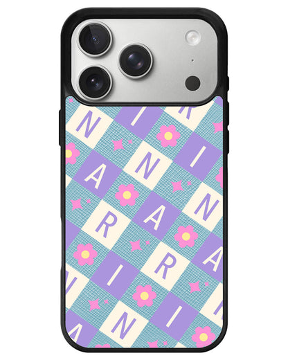 iPhone Leather Grip - Flower Grid Monogram 3.0