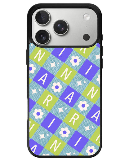 iPhone Leather Grip - Flower Grid Monogram 5.0
