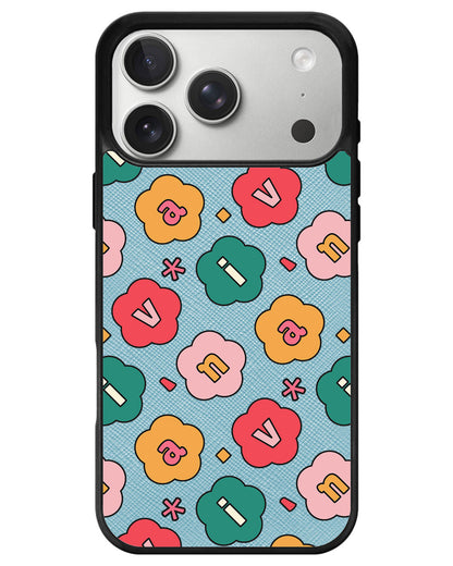 iPhone Leather Grip - Flower Petals Monogram 3.0