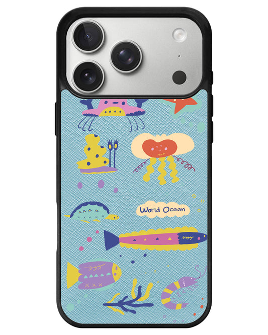 iPhone Leather Grip - Ocean World