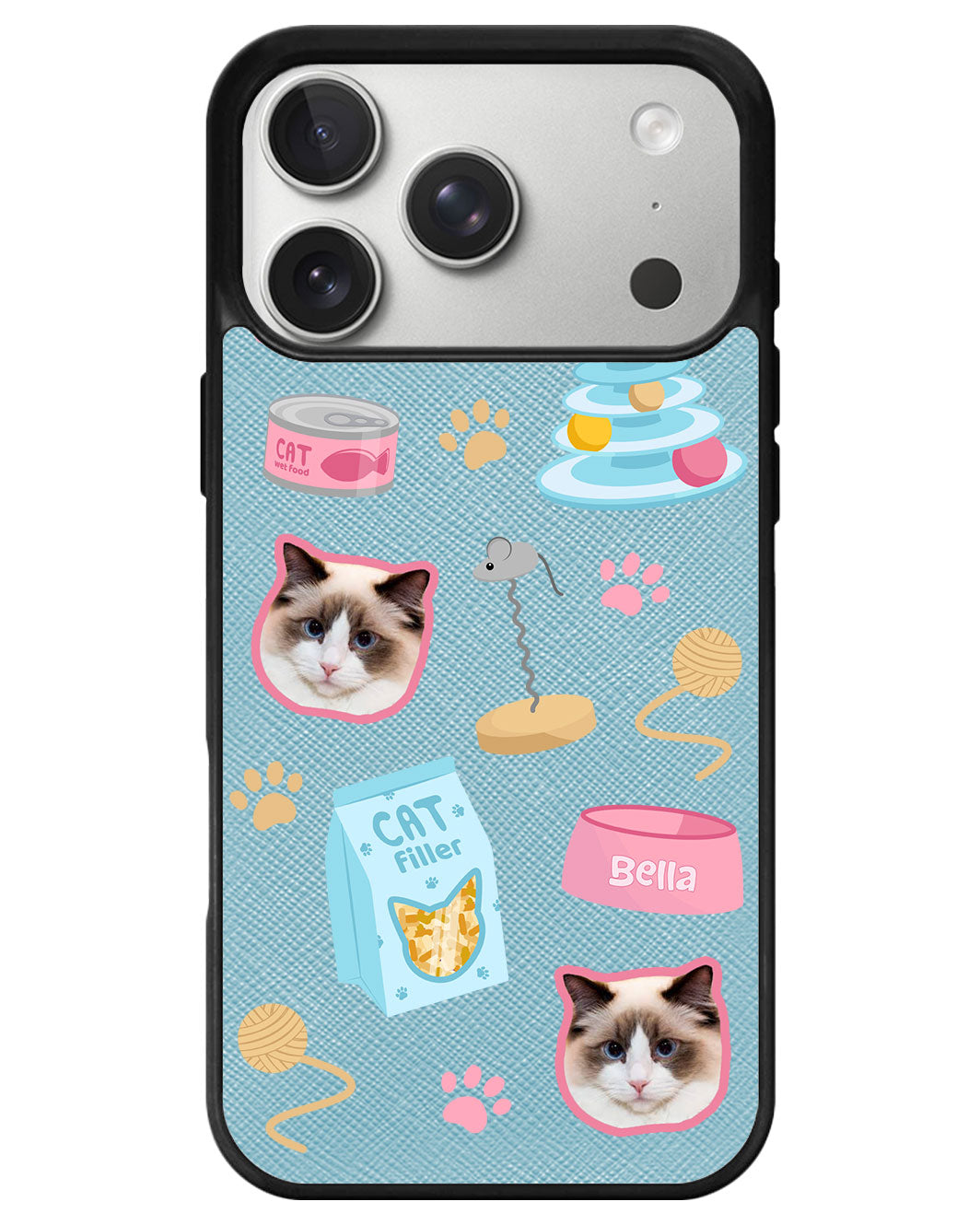 iPhone Leather Grip - Pet Grid Kitty Playtime