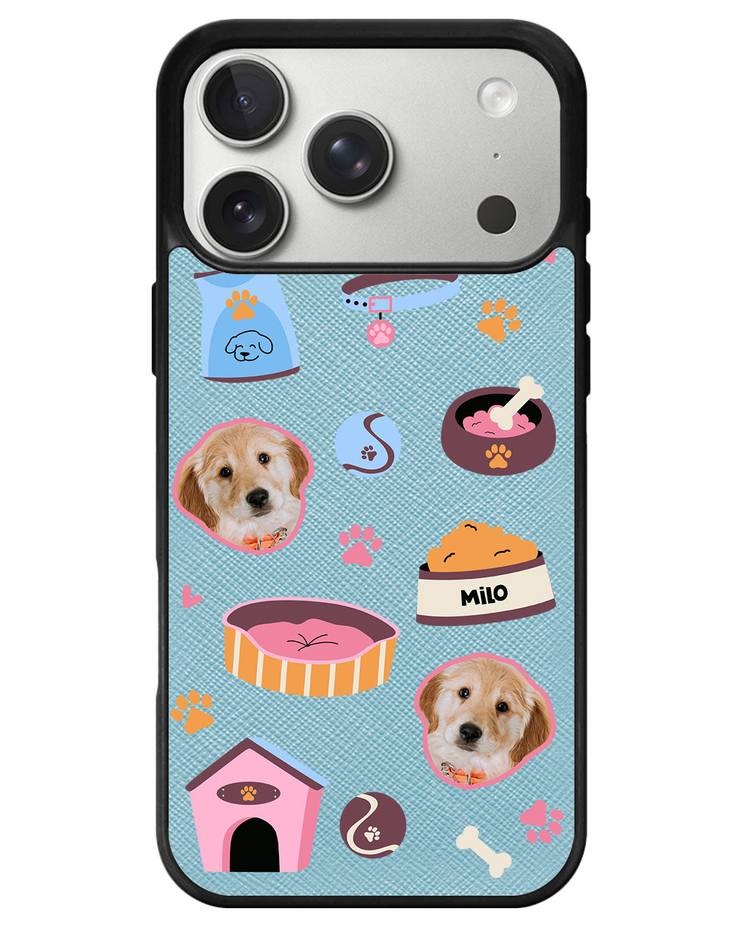 iPhone Leather Grip - Pet Grid Puppy Cozy Day