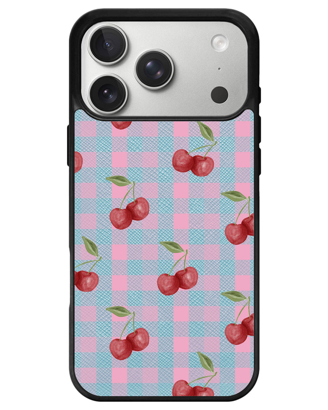 iPhone Leather Grip - Cherry Tartan