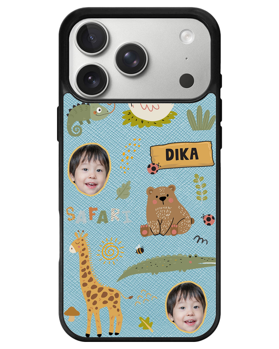 iPhone Leather Grip - Face Grid Safari