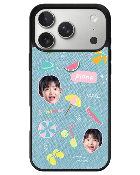 iPhone Leather Grip - Face Grid Summer