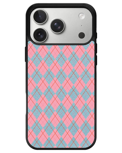 iPhone Leather Grip - Pink Argyle