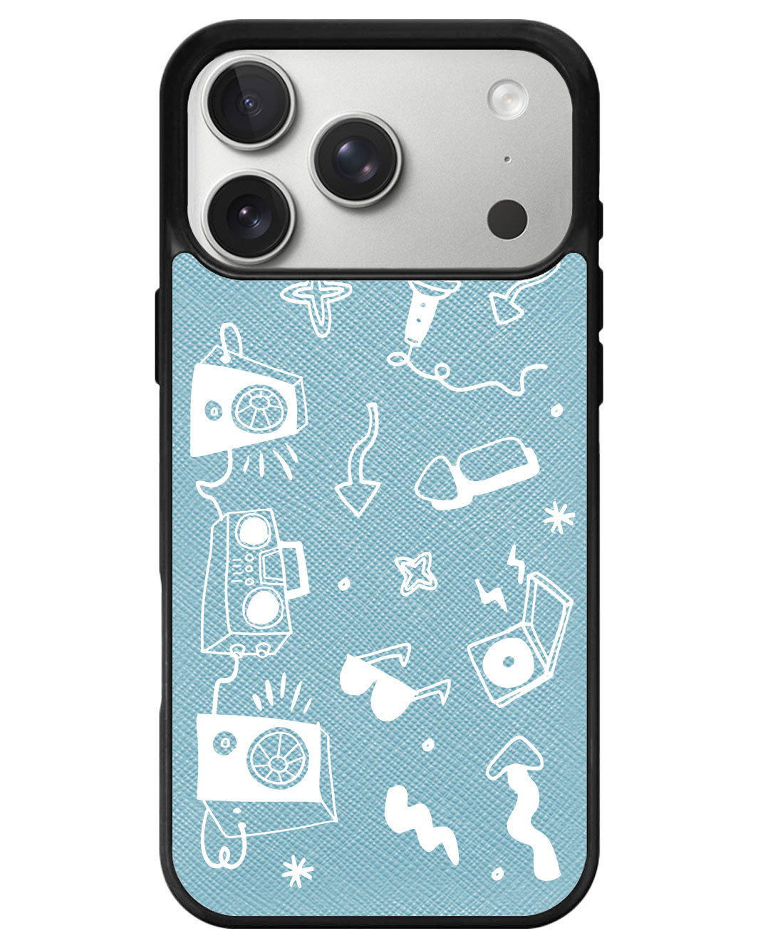 iPhone Leather Grip - Rock n Roll White