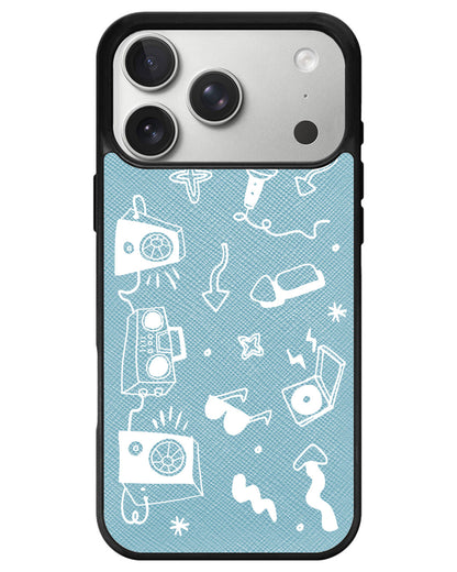 iPhone Leather Grip - Rock n Roll White