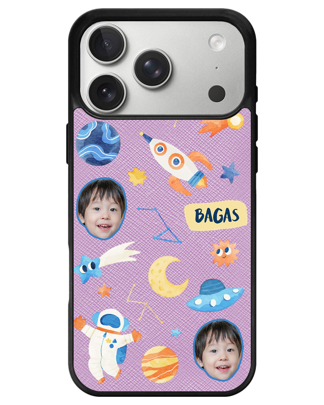 iPhone Leather Grip - Face Grid Astronout