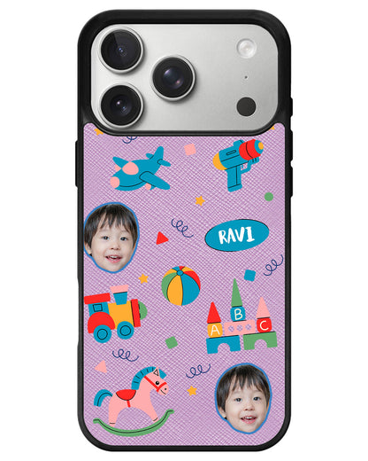 iPhone Leather Grip - Face Grid Boys Toys