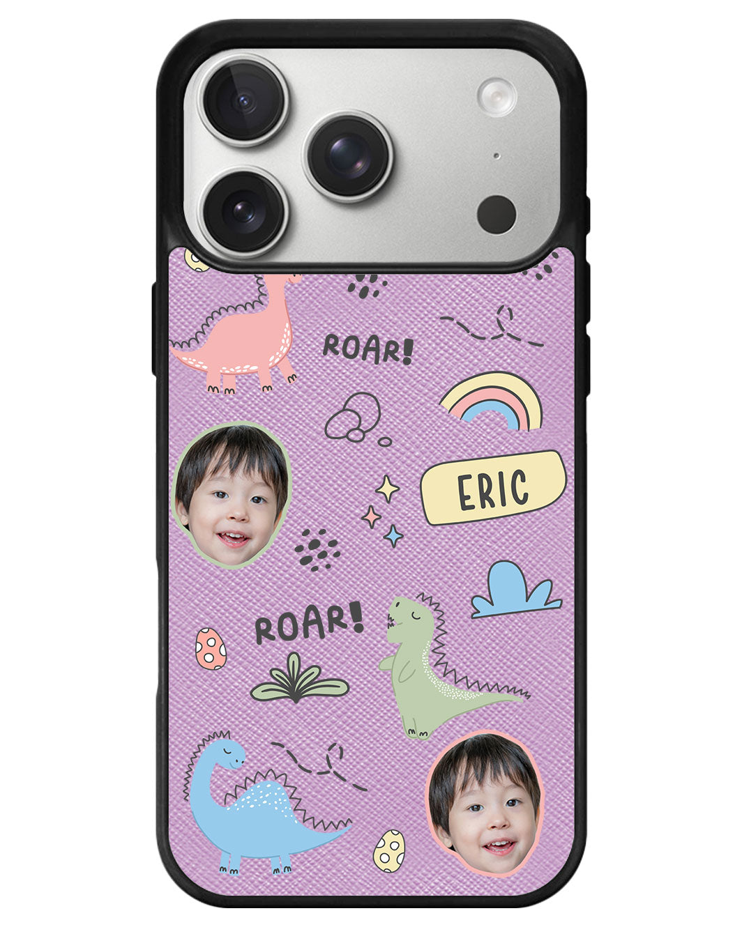 iPhone Leather Grip - Face Grid Dino
