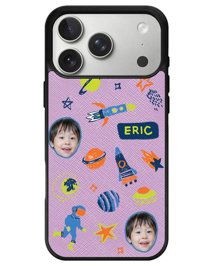 iPhone Leather Grip - Face Grid Galaxy
