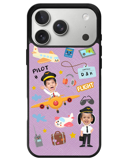 iPhone Leather Grip - Face Grid Dream Pilot