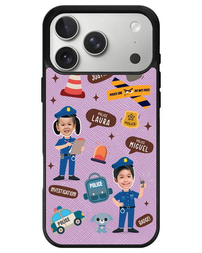 iPhone Leather Grip - Face Grid Dream Police