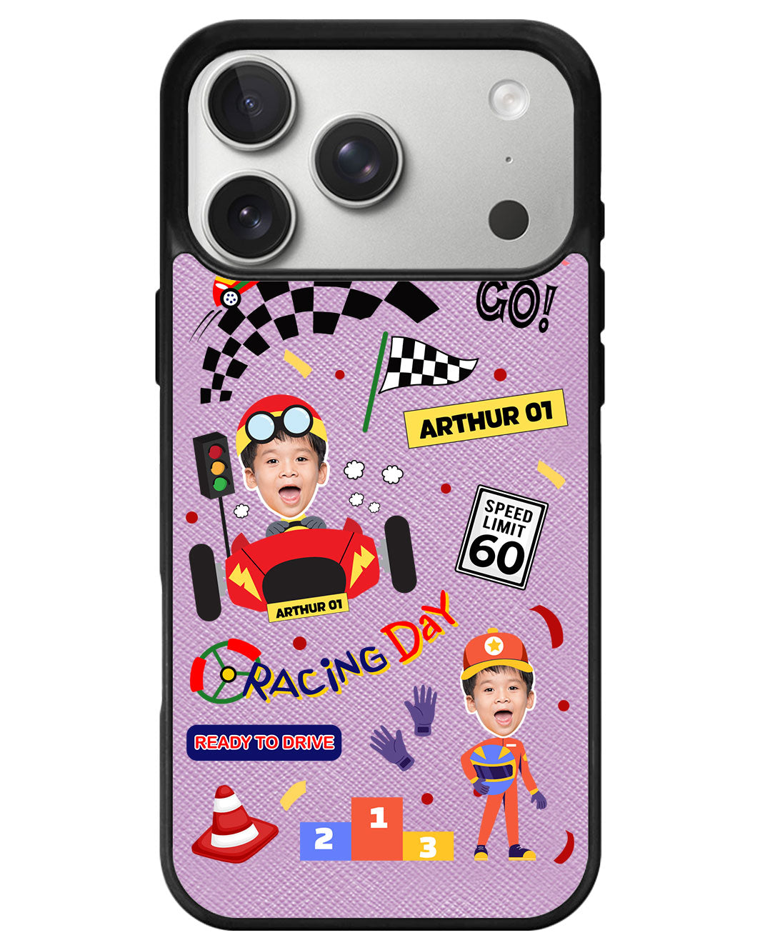 iPhone Leather Grip - Face Grid Dream Racer