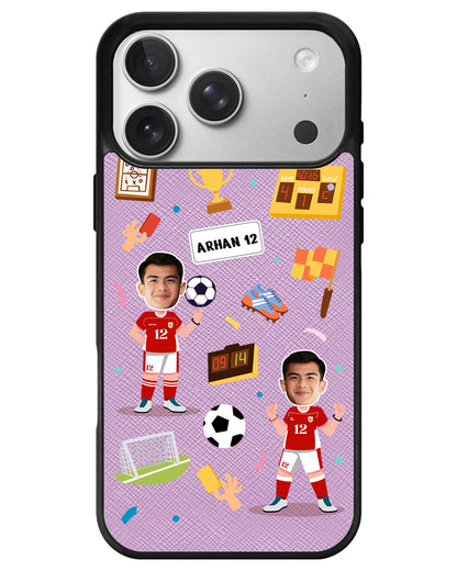 iPhone Leather Grip - Face Grid Dream Soccer
