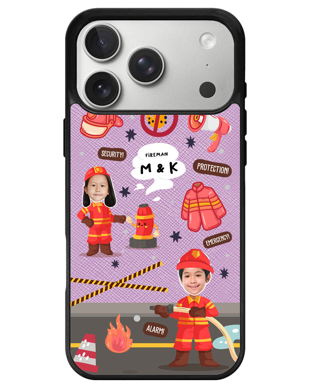 iPhone Leather Grip - Face Grid Dream Firefighter