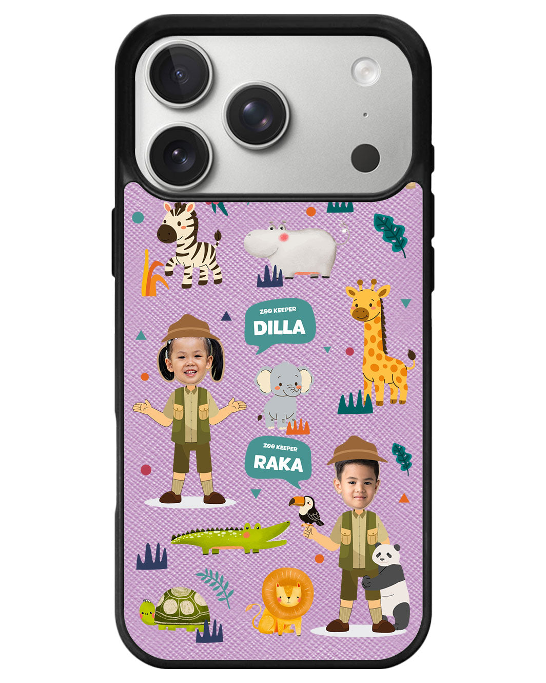 iPhone Leather Grip - Face Grid Dream Zoo Keeper