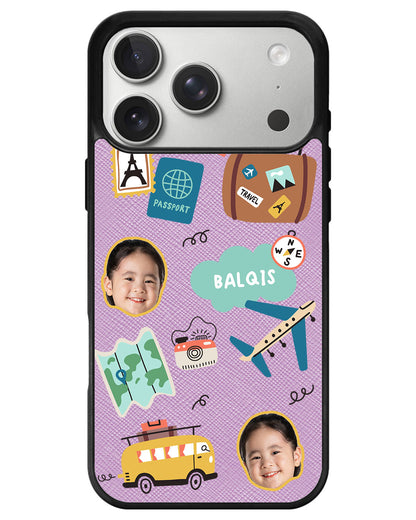iPhone Leather Grip - Face Grid Travel