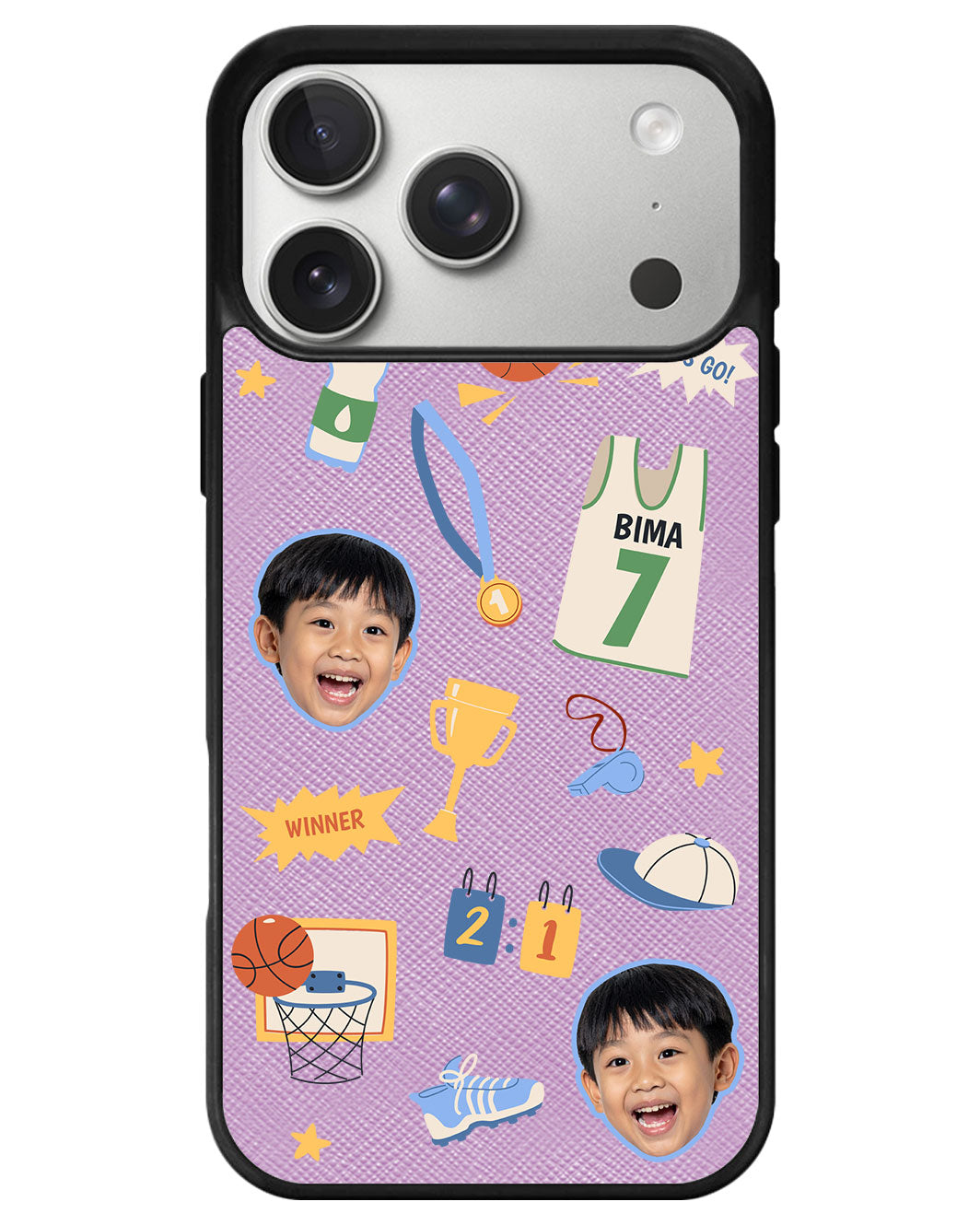iPhone Leather Grip - Face Grid Basketball