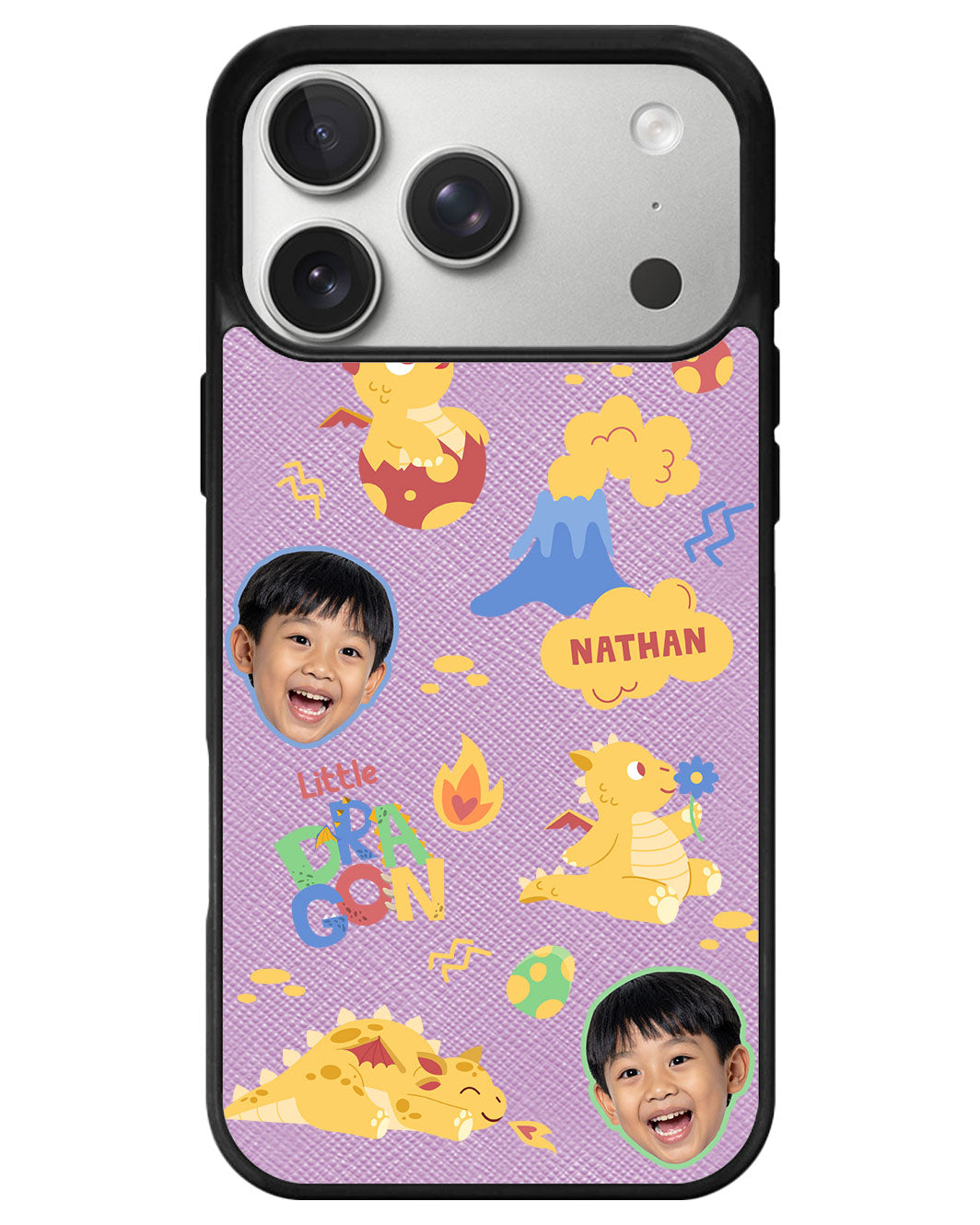 iPhone Leather Grip - Face Grid Little Dragon