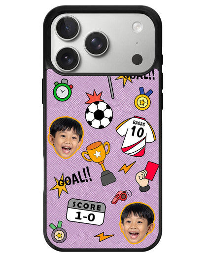iPhone Leather Grip - Face Grid Soccer