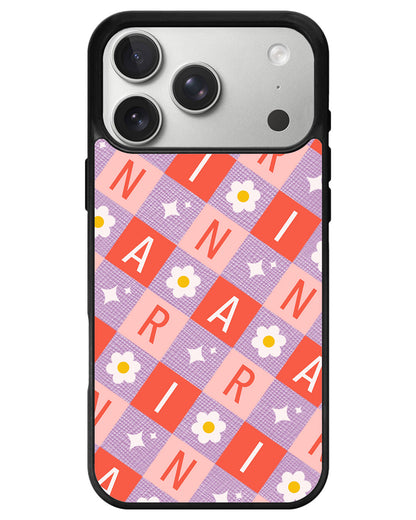 iPhone Leather Grip - Flower Grid Monogram 2.0