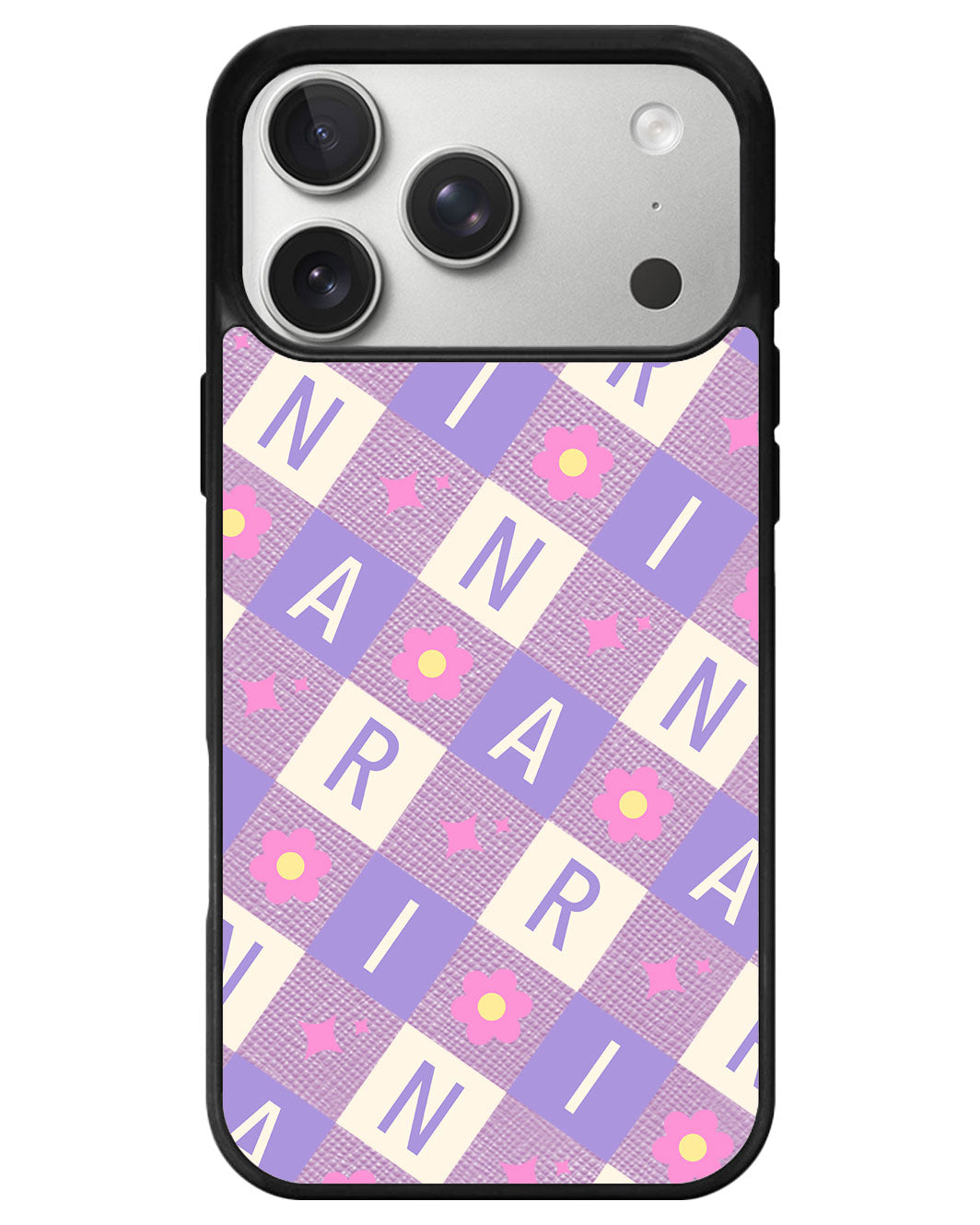 iPhone Leather Grip - Flower Grid Monogram 3.0
