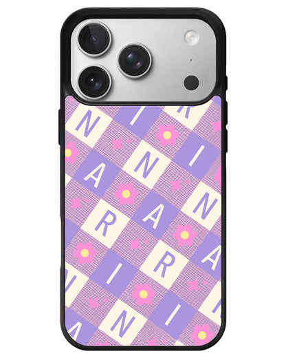 iPhone Leather Grip - Flower Grid Monogram 3.0