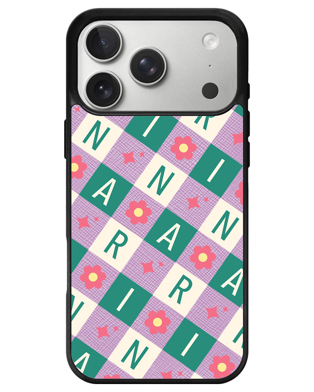 iPhone Leather Grip - Flower Grid Monogram 4.0