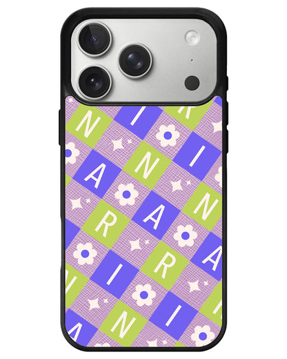 iPhone Leather Grip - Flower Grid Monogram 5.0