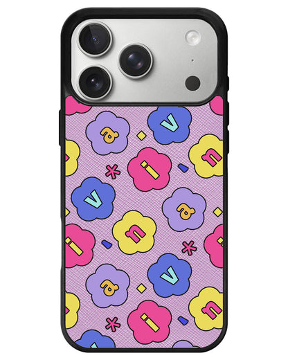 iPhone Leather Grip - Flower Petals Monogram 2.0