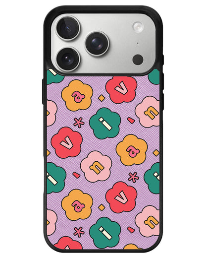 iPhone Leather Grip - Flower Petals Monogram 3.0