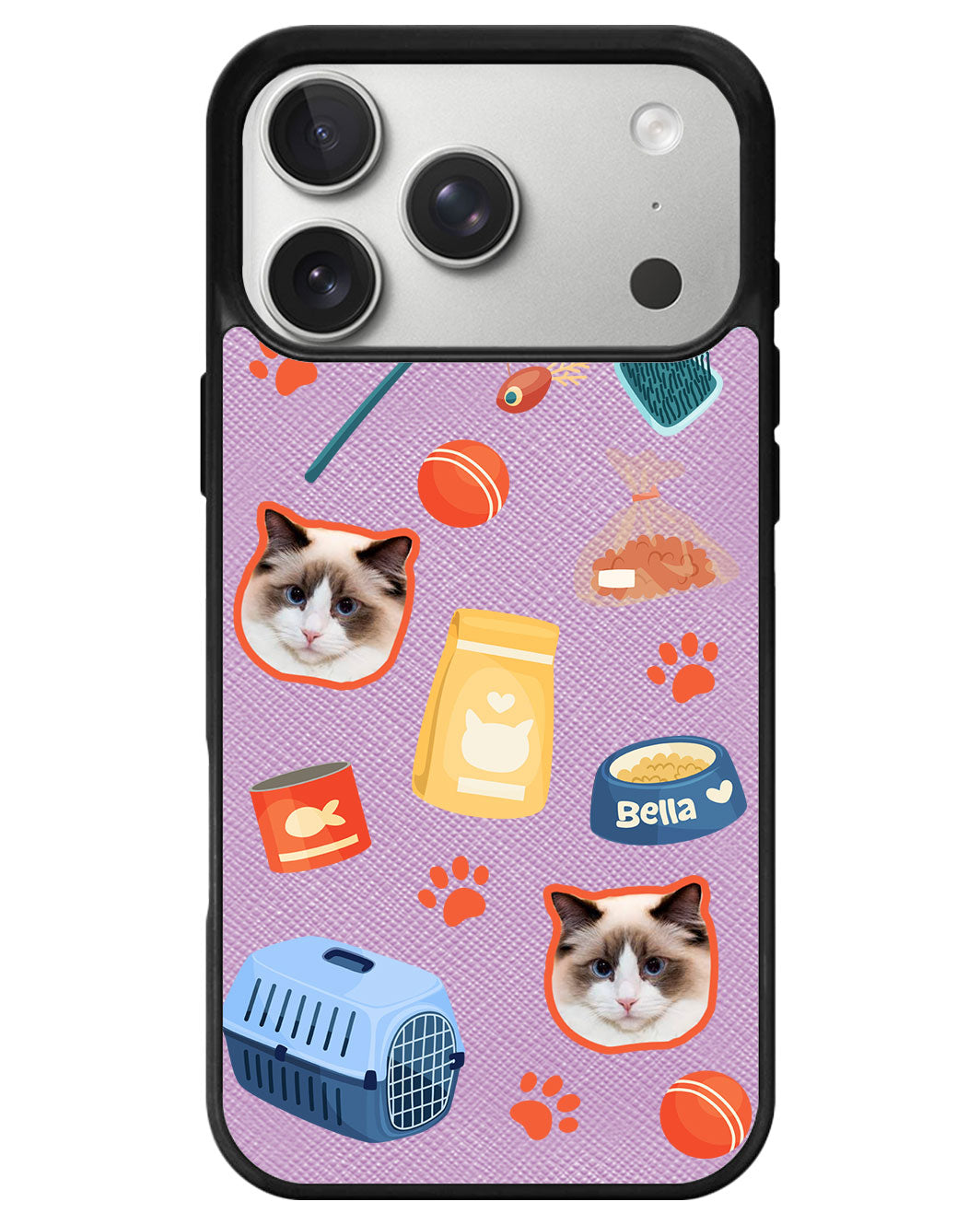 iPhone Leather Grip - Pet Grid Kitty Adventures
