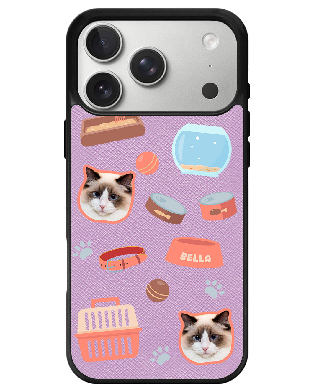 iPhone Leather Grip - Pet Grid Kitty Cozy Corner