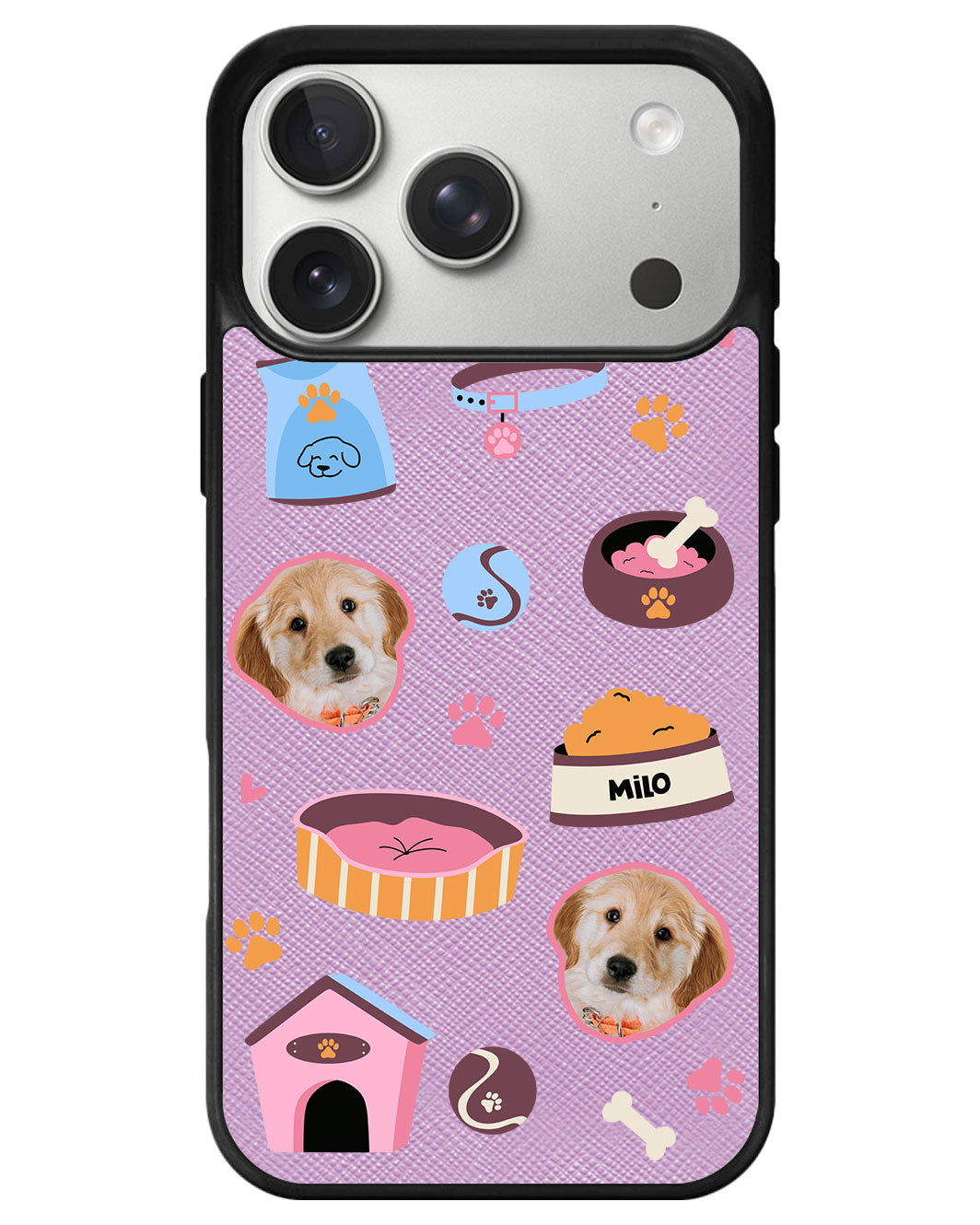 iPhone Leather Grip - Pet Grid Puppy Cozy Day