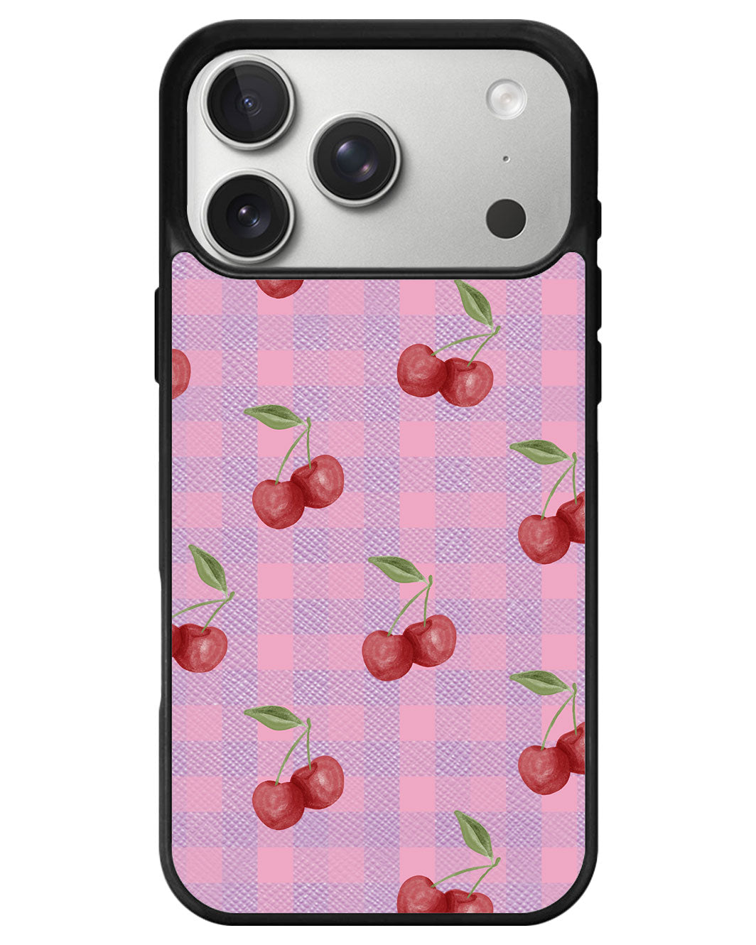 iPhone Leather Grip - Cherry Tartan