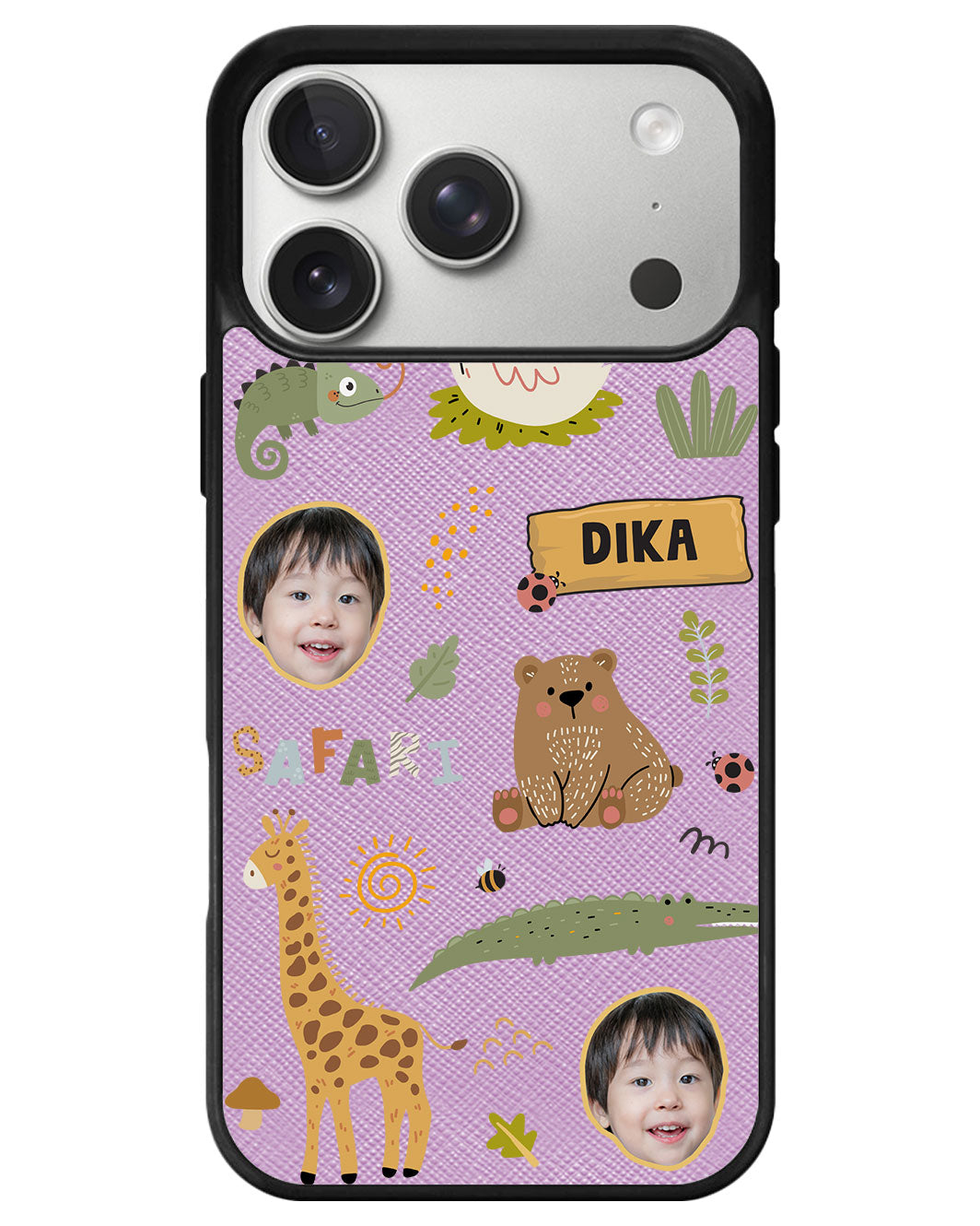iPhone Leather Grip - Face Grid Safari