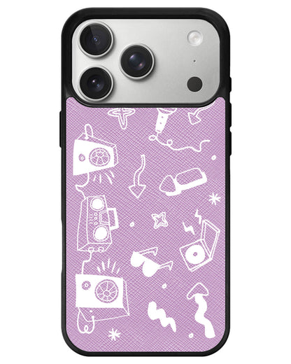 iPhone Leather Grip - Rock n Roll White