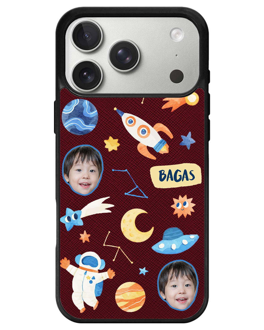iPhone Leather Grip - Face Grid Astronout