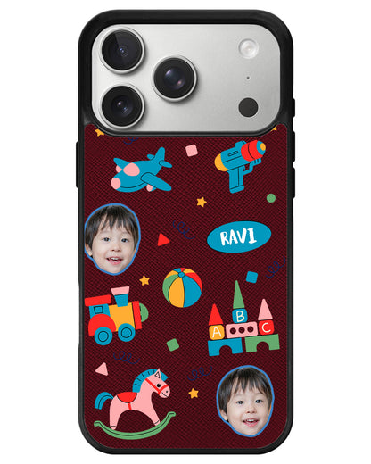 iPhone Leather Grip - Face Grid Boys Toys