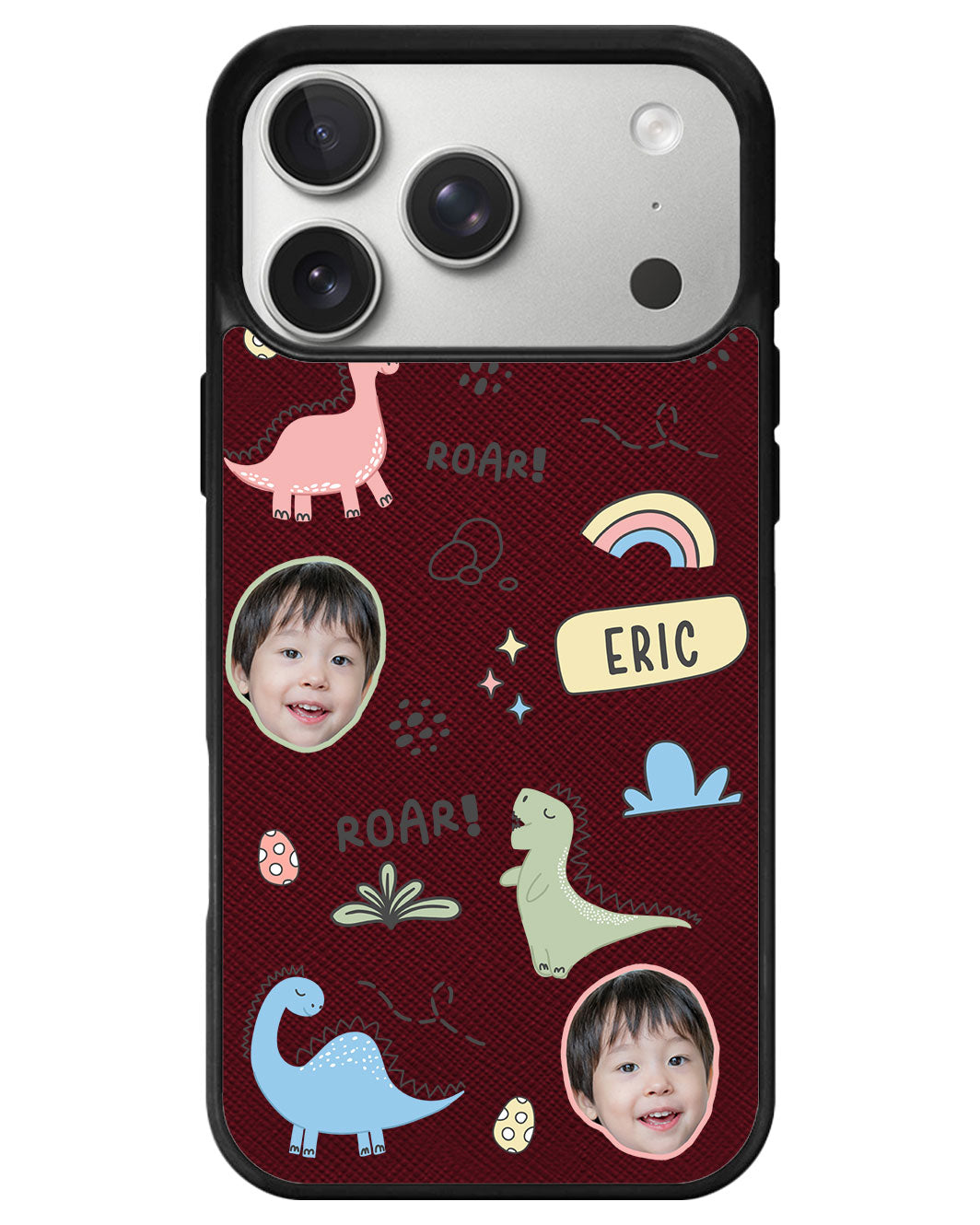iPhone Leather Grip - Face Grid Dino