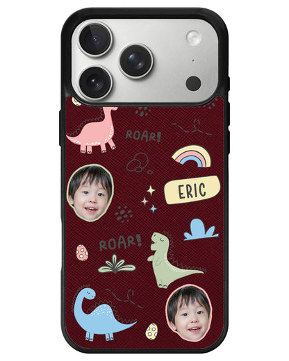 iPhone Leather Grip - Face Grid Dino